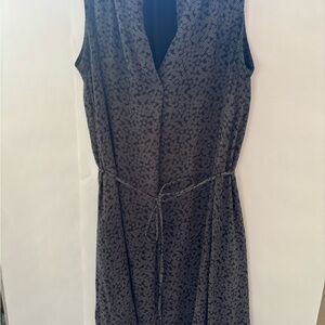 LOFT Blue and White Sleeveless Wrap Dress